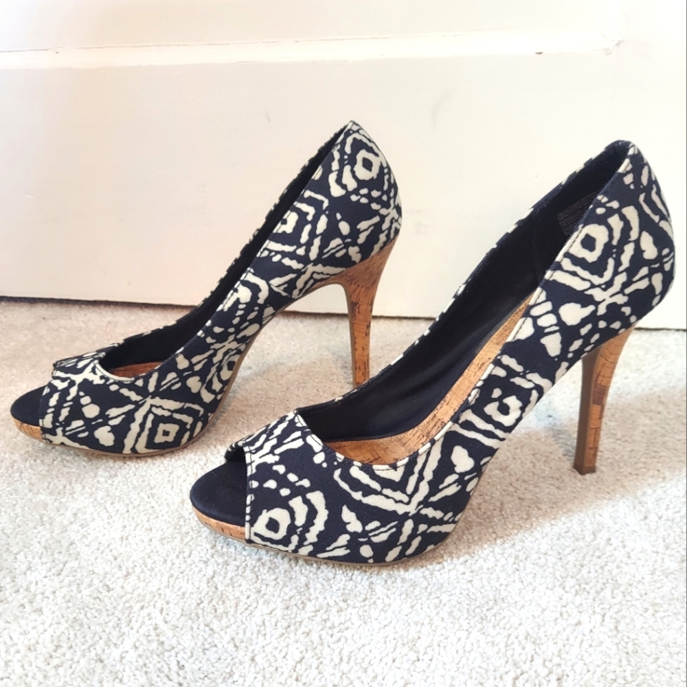 Christian Siriano Ikat Open Toe High Heels